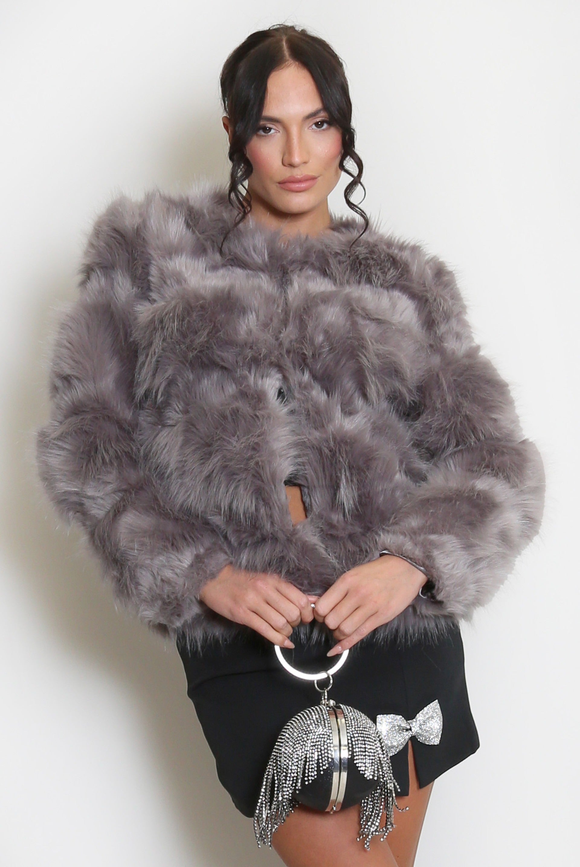 Soft Faux Fur Panel Jacket - Mylah - Storm Desire