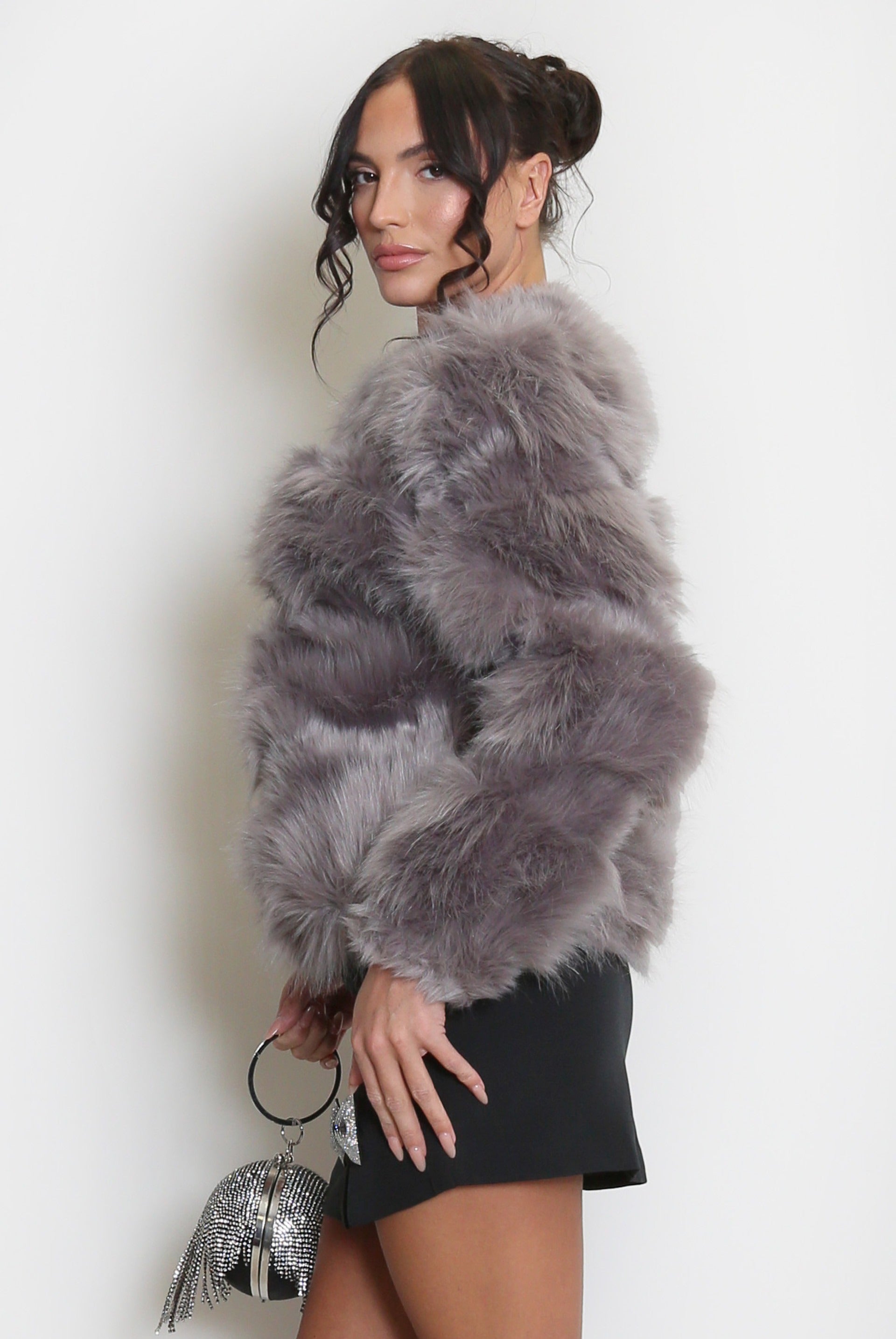 Soft Faux Fur Panel Jacket - Mylah - Storm Desire