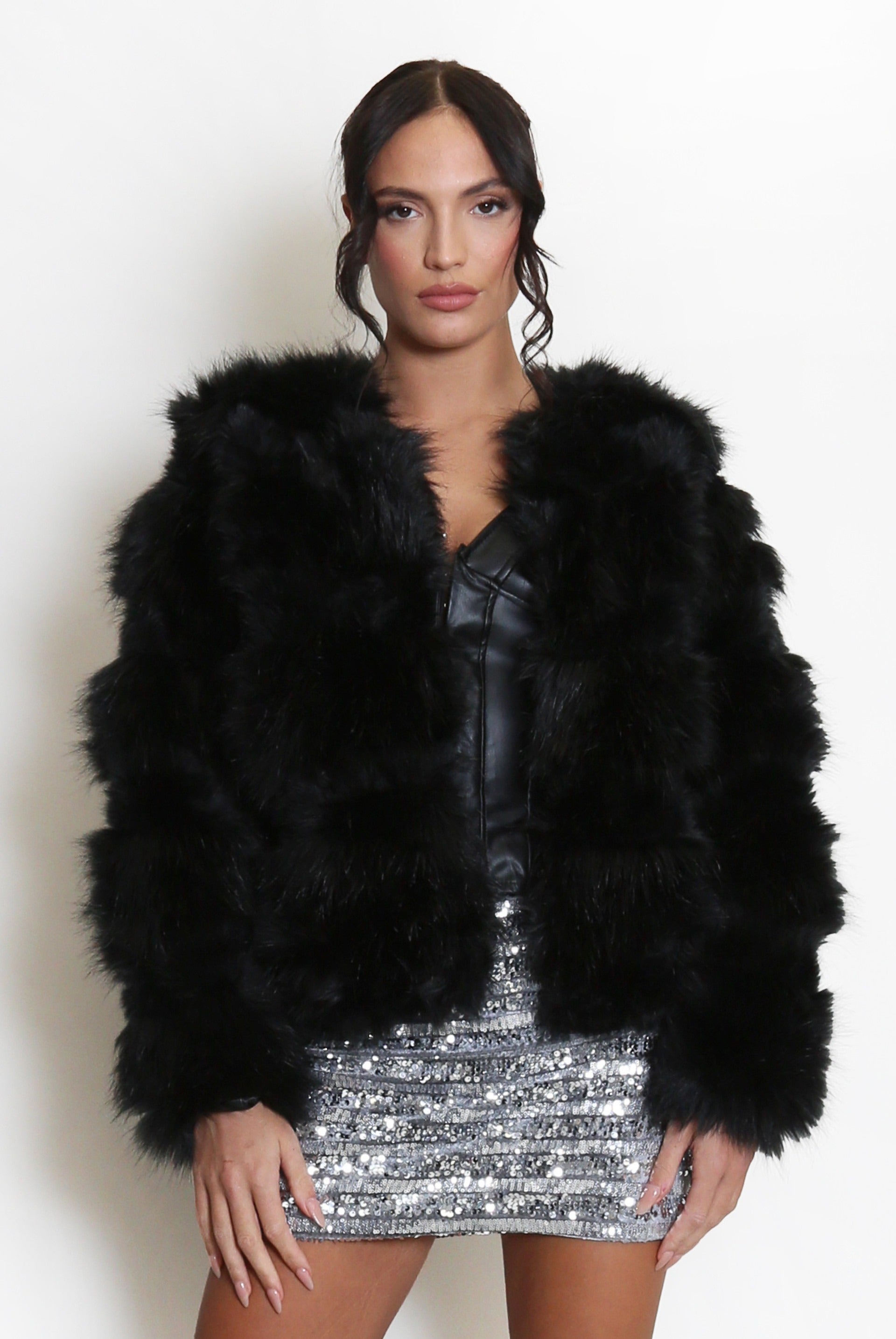 Soft Faux Fur Panel Jacket - Mylah - Storm Desire