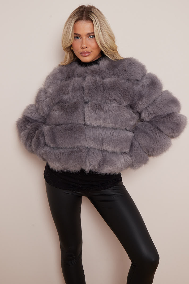 Super Soft Faux Fur Jacket - Salma - Storm Desire