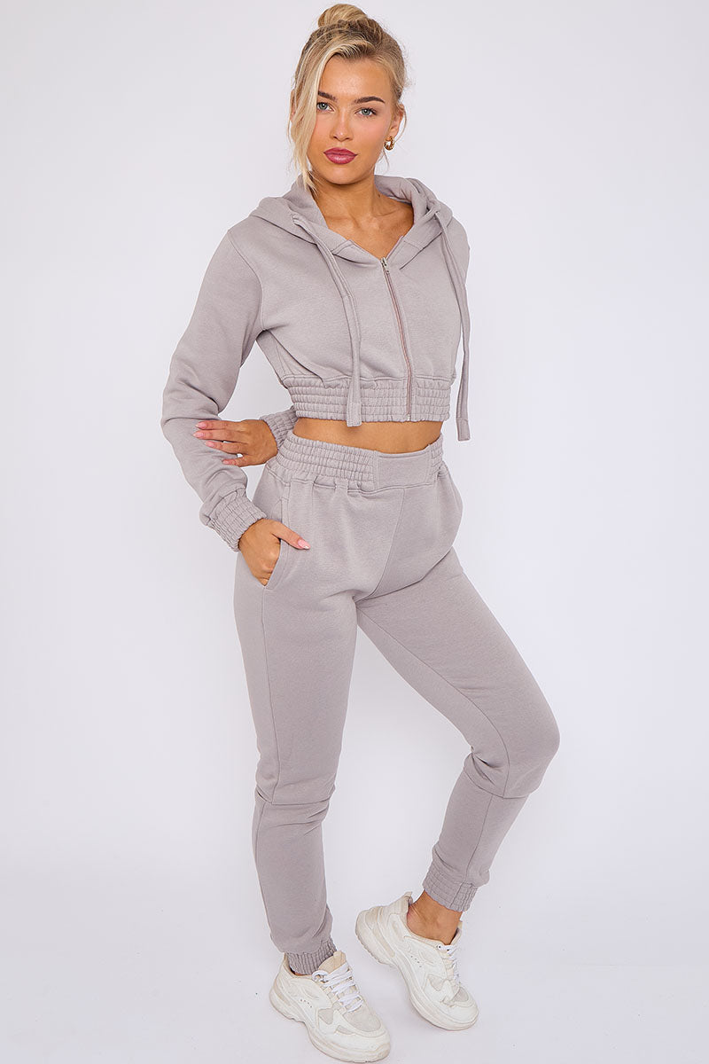 Crop Zip Hooded Loungewear - Valentina - Storm Desire