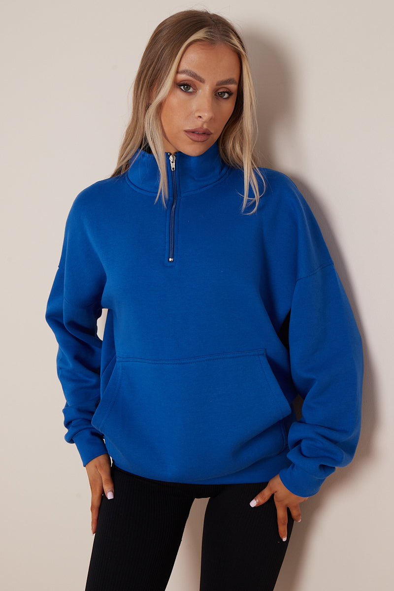 Royal blue sweatshirt top womens