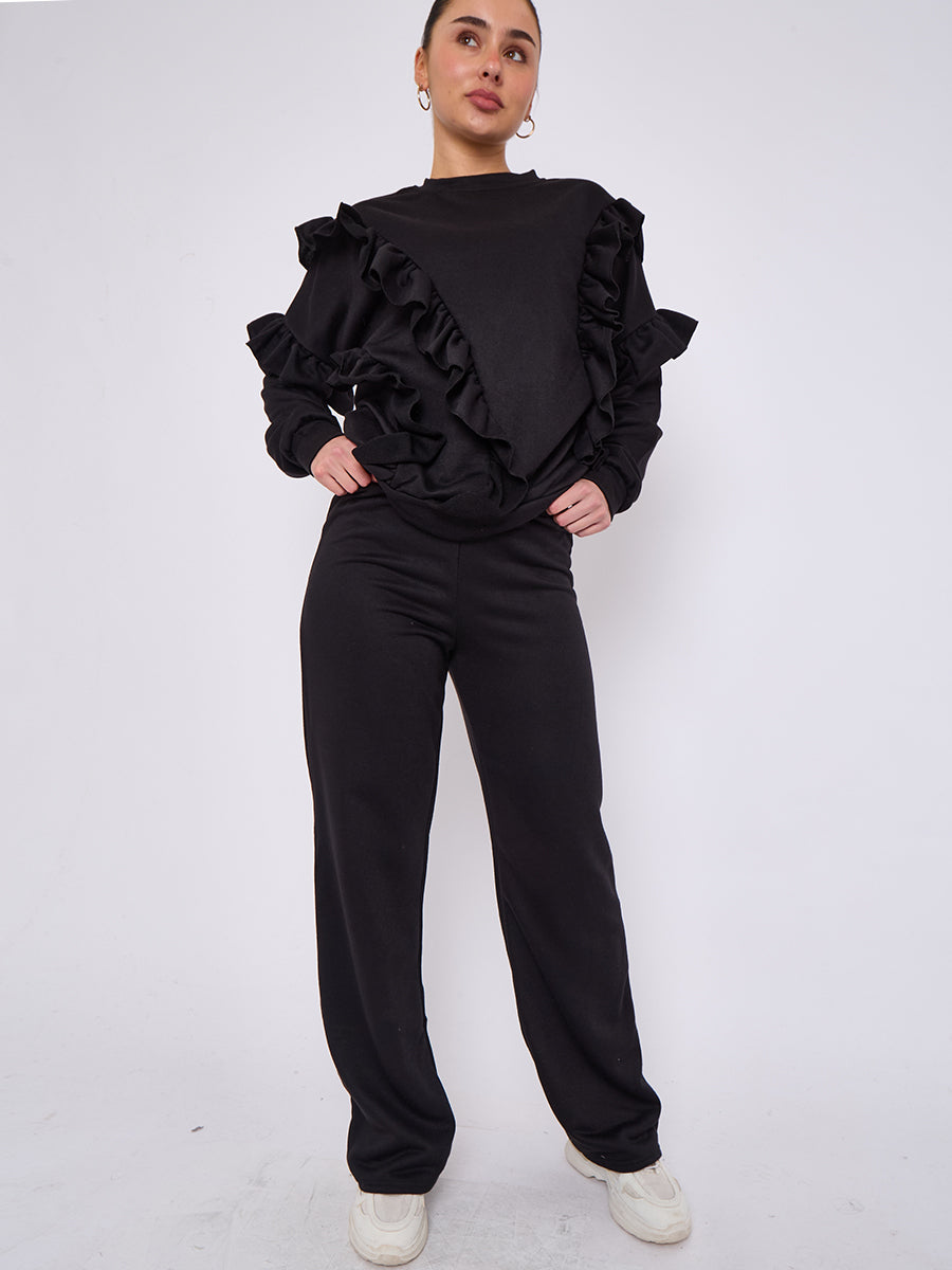 Frill Top & Wide Leg Trouser Co-ord - Paris - Storm Desire