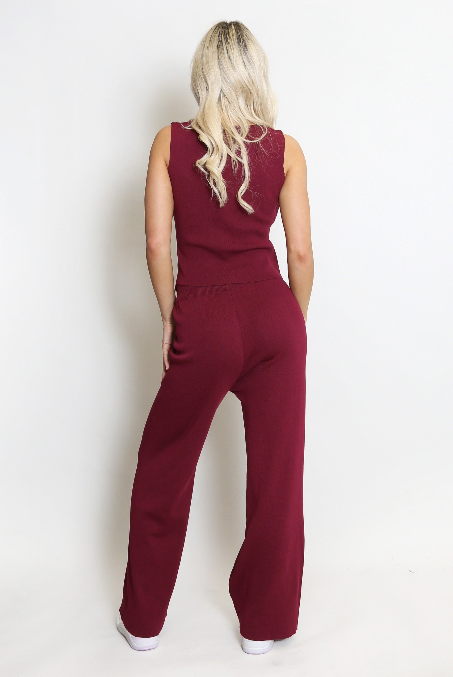 Fine Knit Waistcoat and Wide Leg Trouser Set - Charlee - Storm Desire