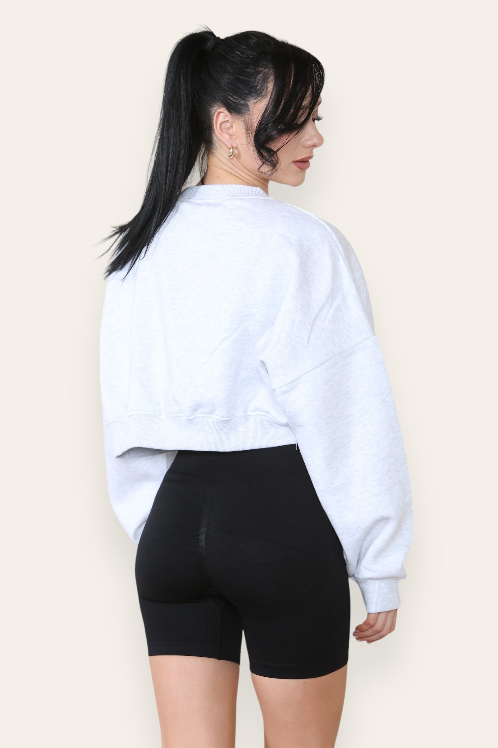 Fleece Jersey Baggy Crop Jumper - Logan - Storm Desire