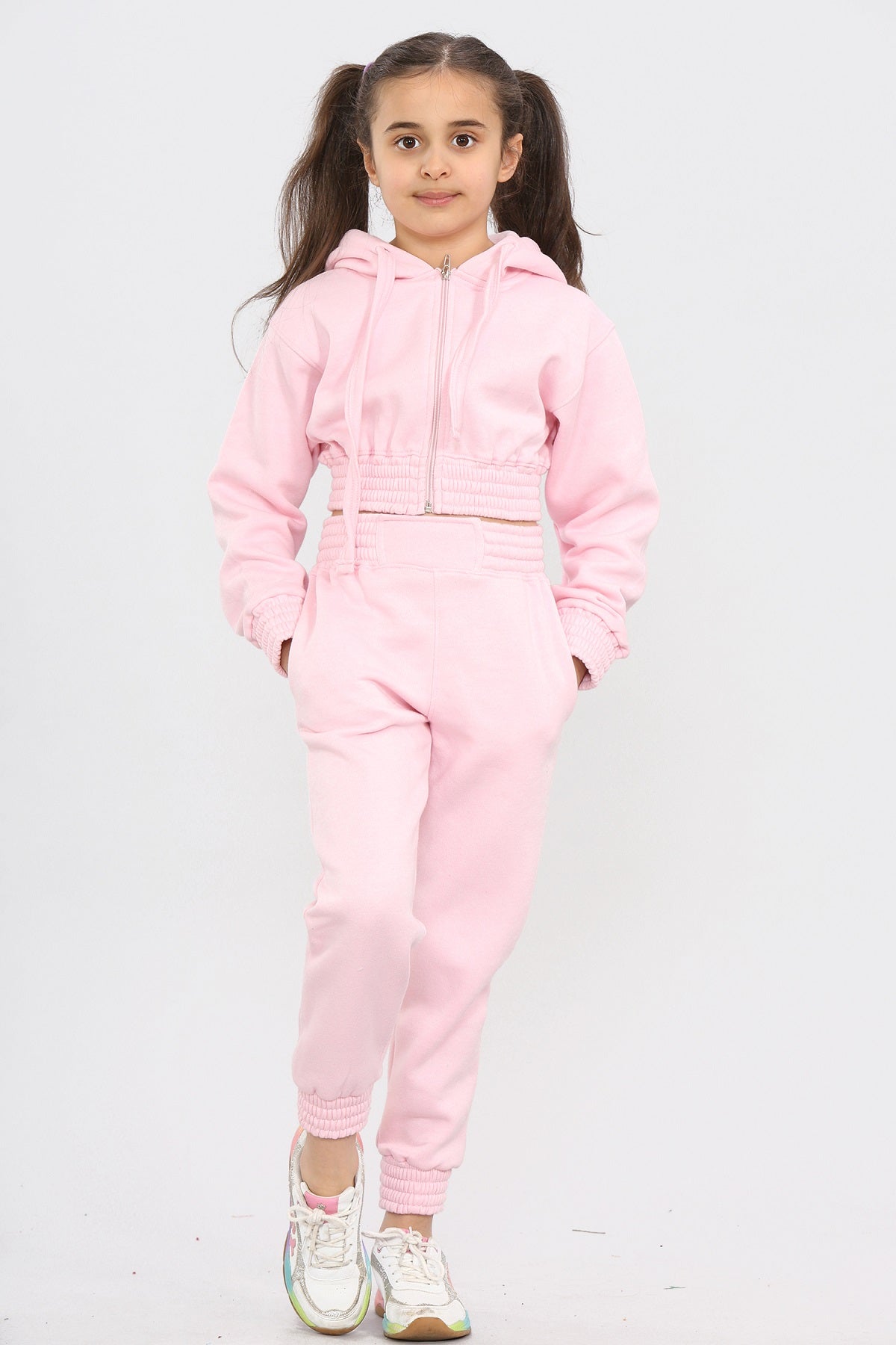 Kids Crop Hooded Loungewear Set - Valentina - Storm Desire