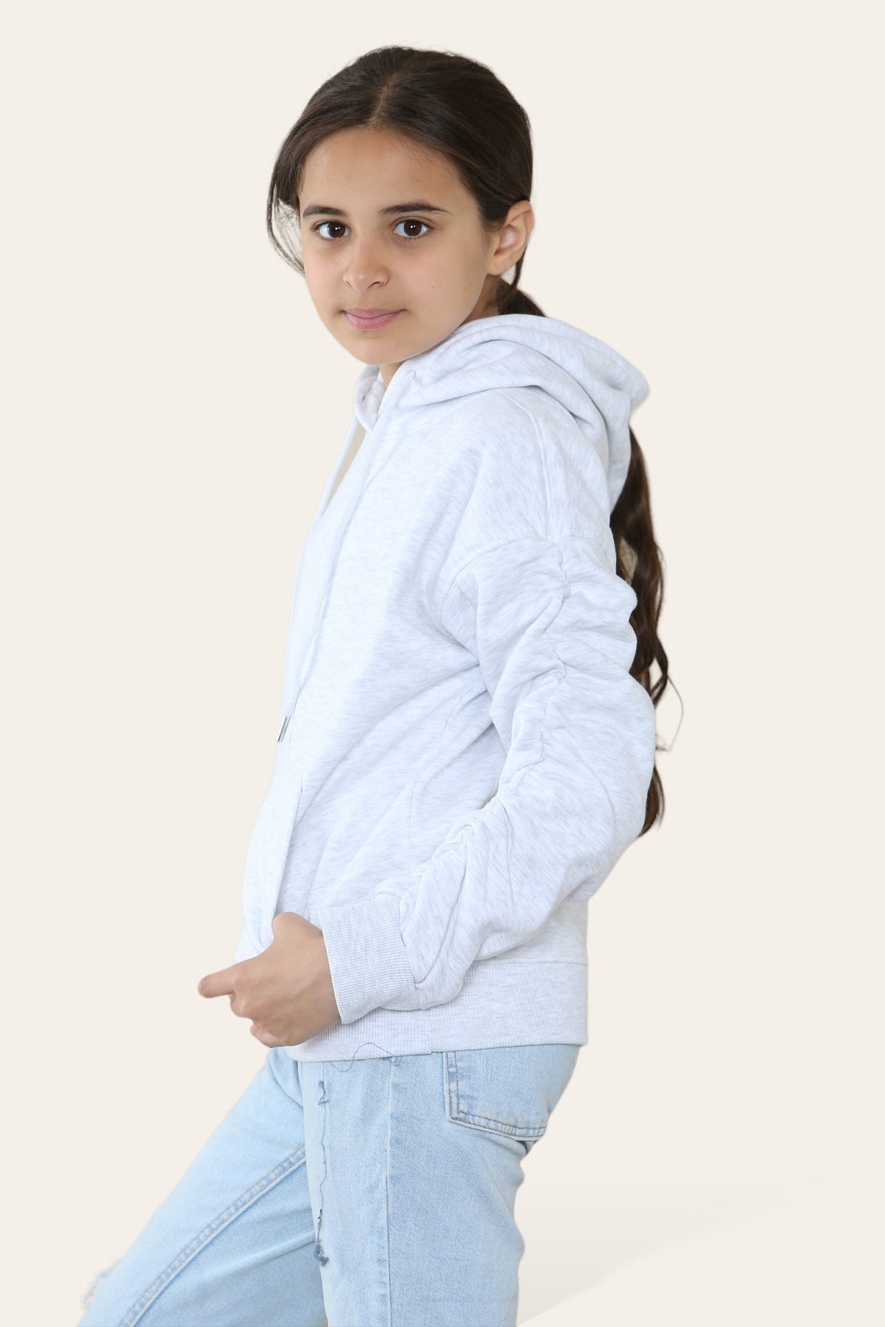 Kids Ruched Sleeve Hoodie - Kora - Storm Desire