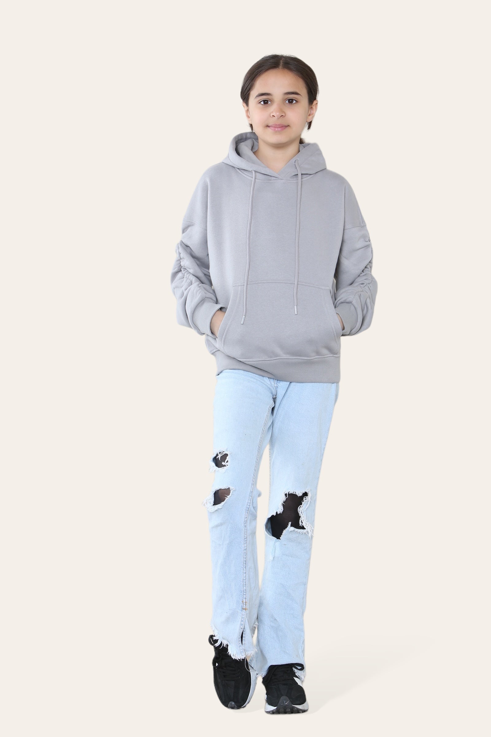 Kids Ruched Sleeve Hoodie - Kora - Storm Desire