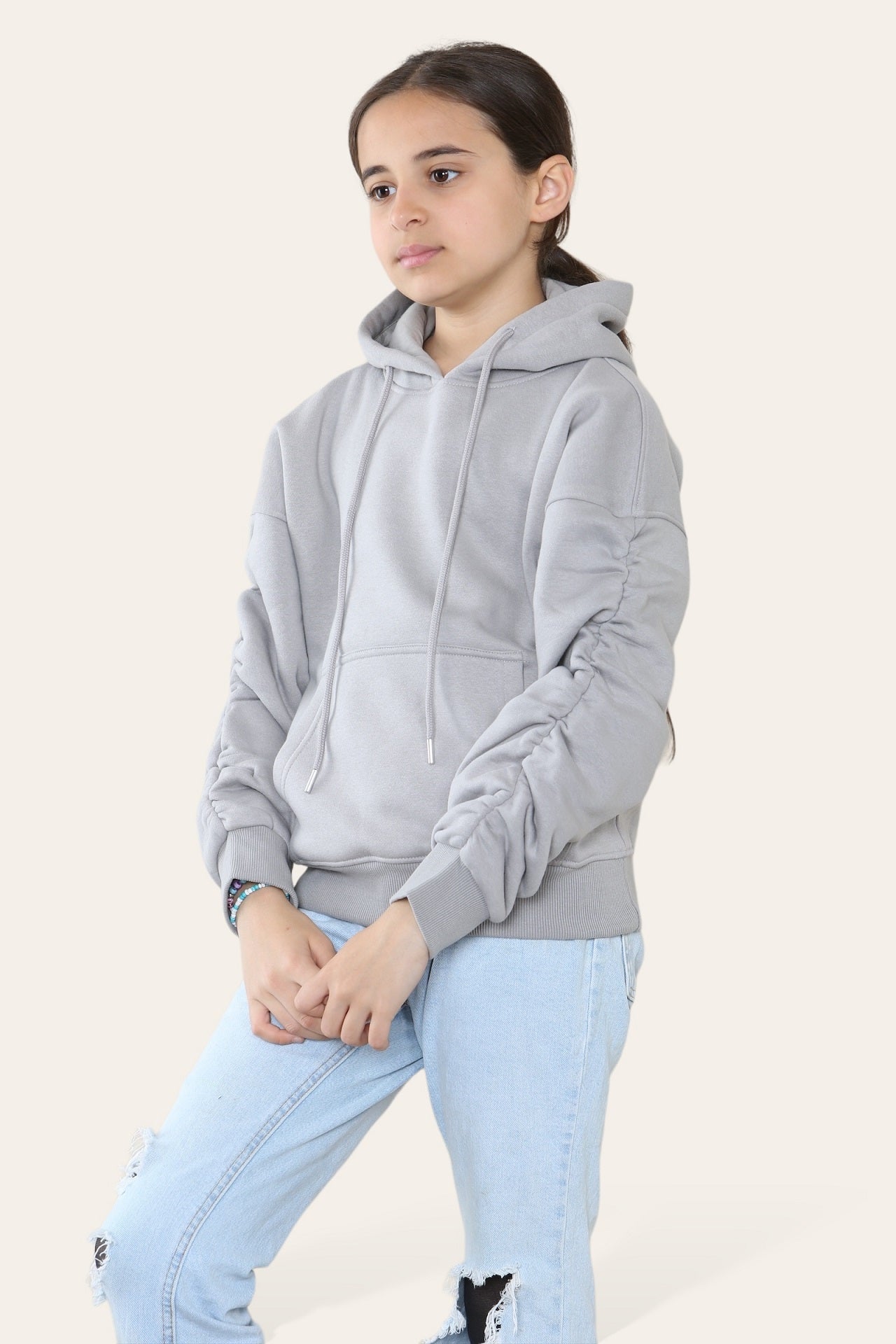 Kids Ruched Sleeve Hoodie - Kora - Storm Desire