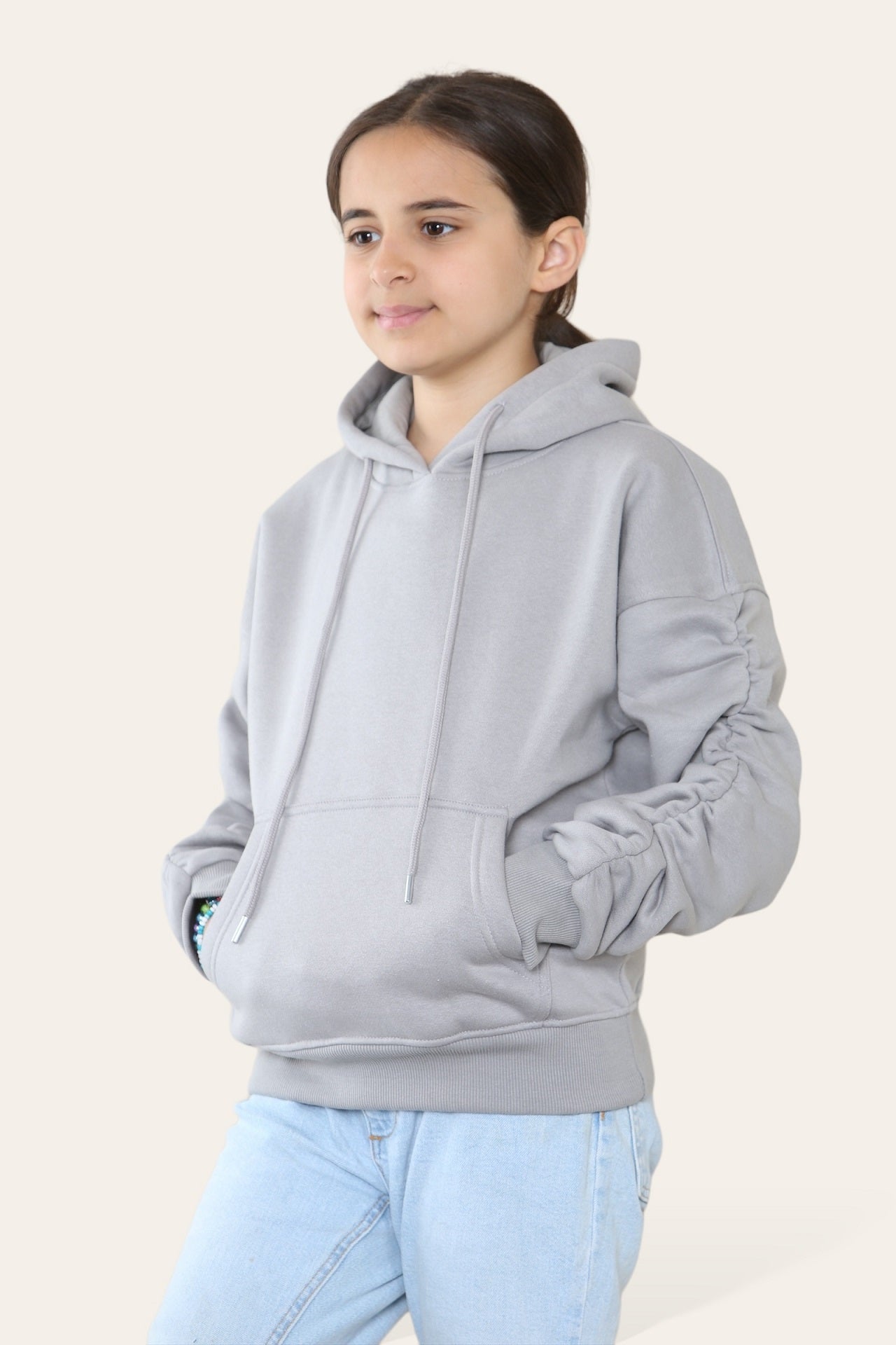 Kids Ruched Sleeve Hoodie - Kora - Storm Desire