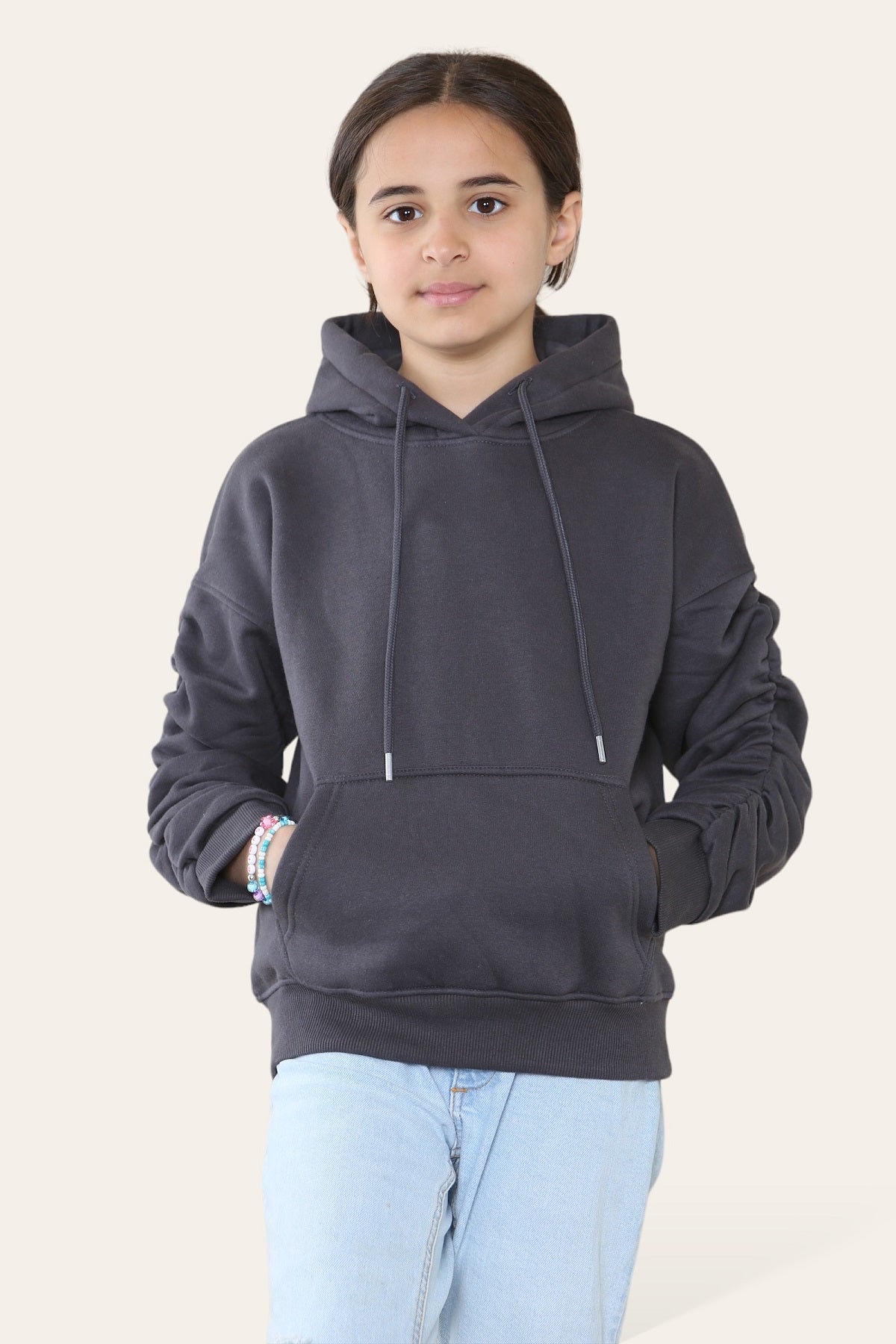 Kids Ruched Sleeve Hoodie - Kora - Storm Desire