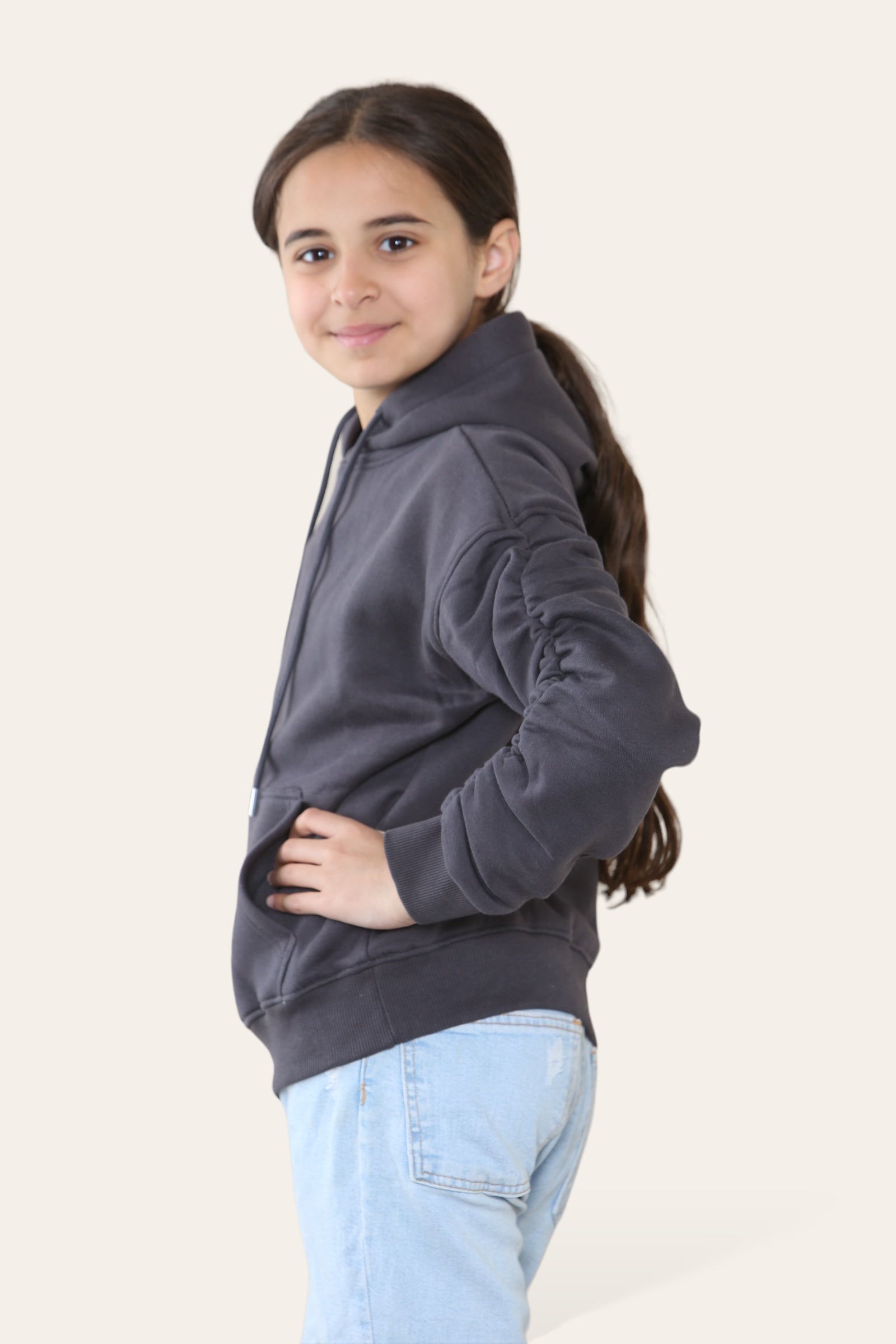 Kids Ruched Sleeve Hoodie - Kora - Storm Desire