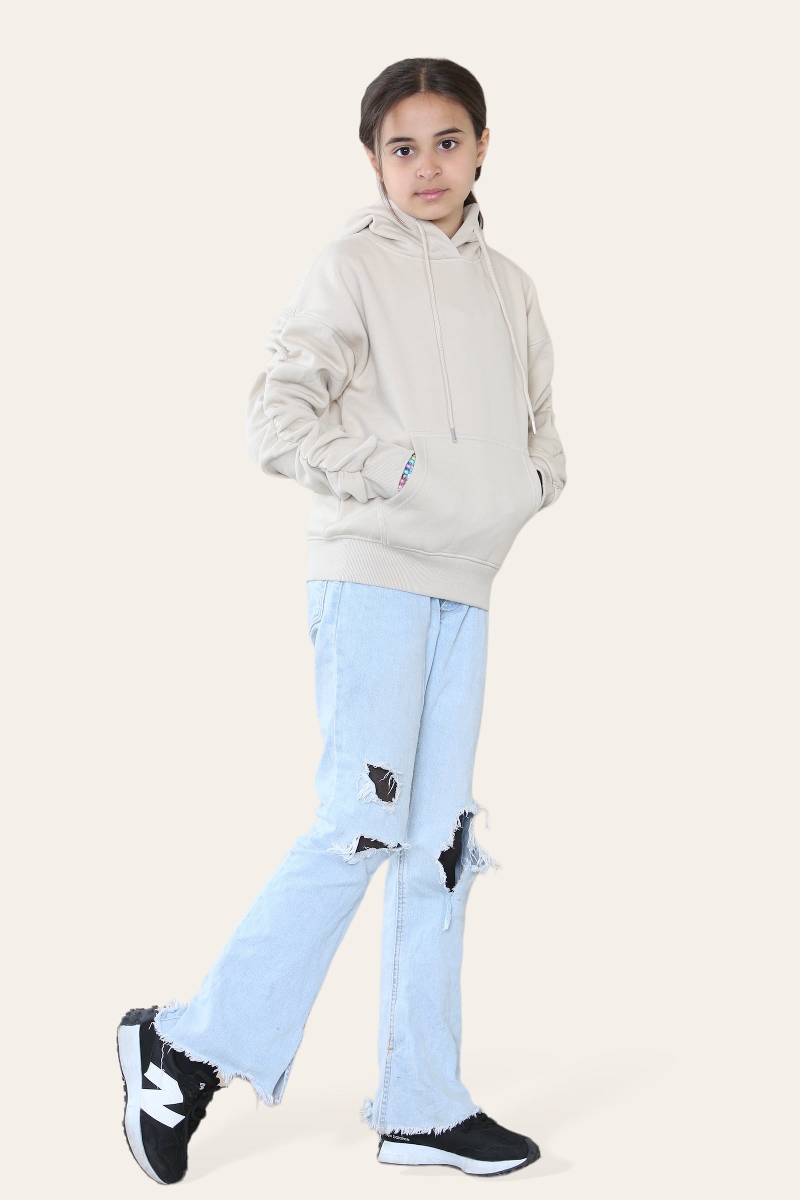 Kids Ruched Sleeve Hoodie - Kora - Storm Desire