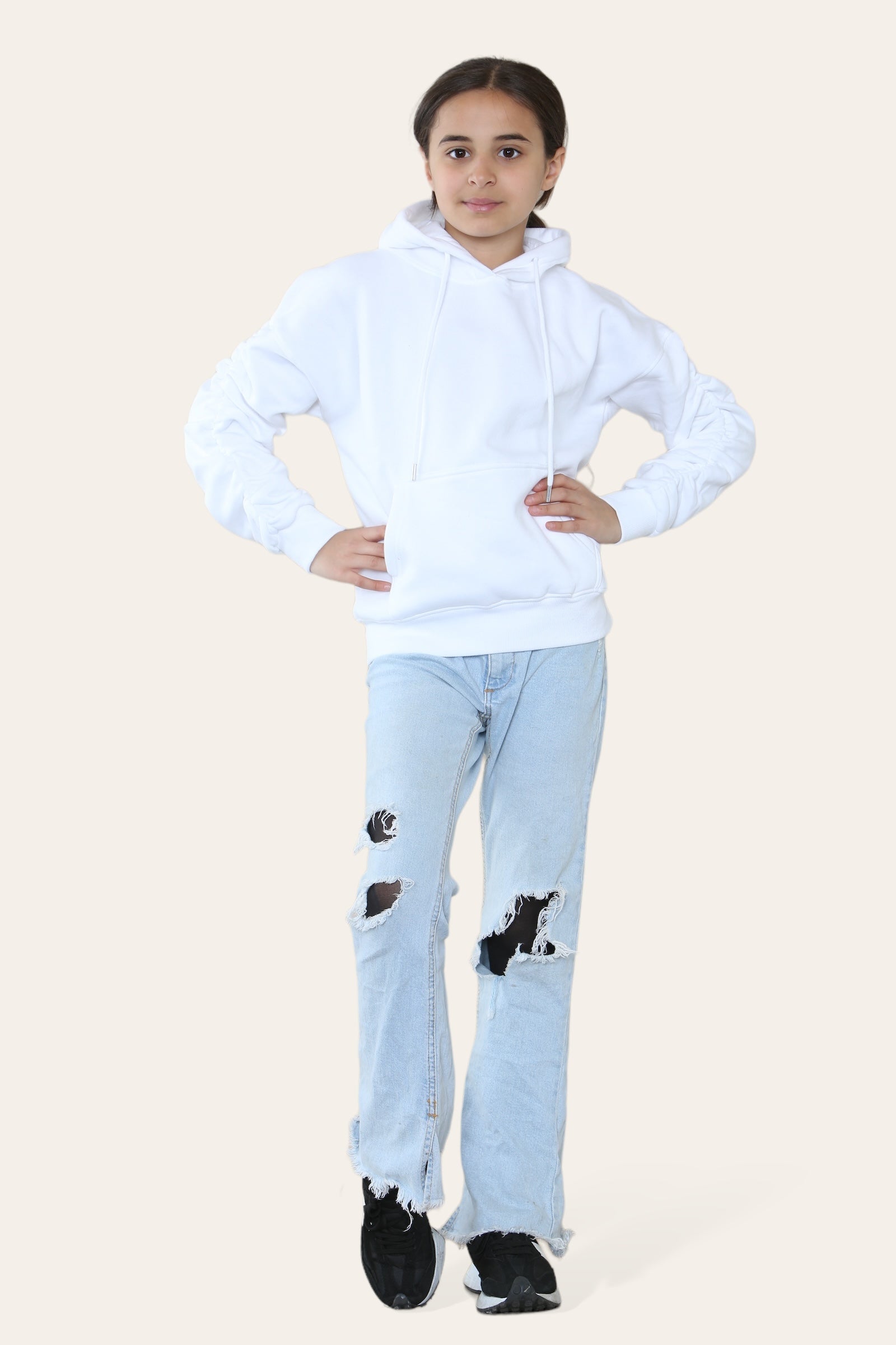 Kids Ruched Sleeve Hoodie - Kora - Storm Desire