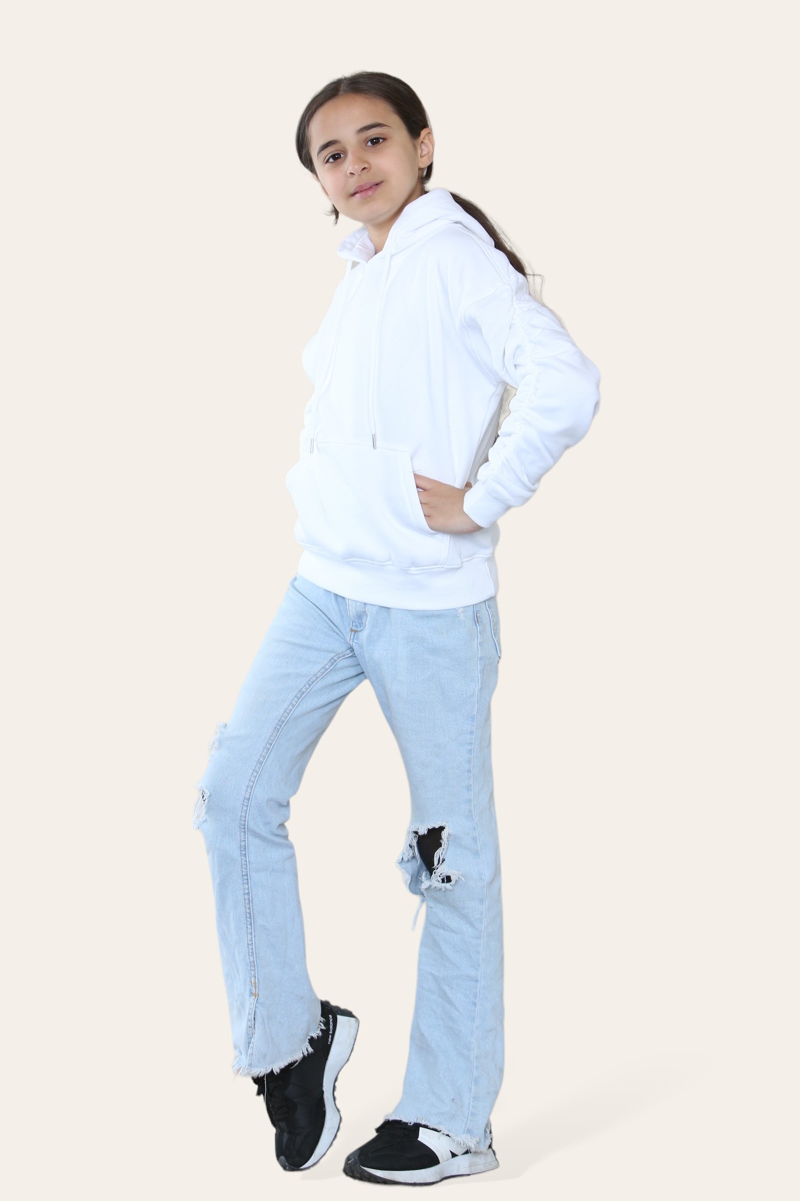 Kids Ruched Sleeve Hoodie - Kora - Storm Desire