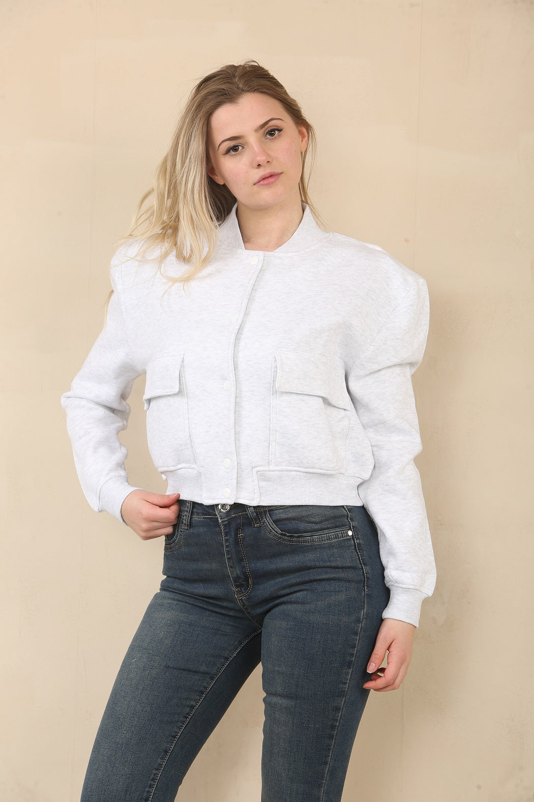 Cropped Fleece Bomber Jacket - Adelina - Storm Desire