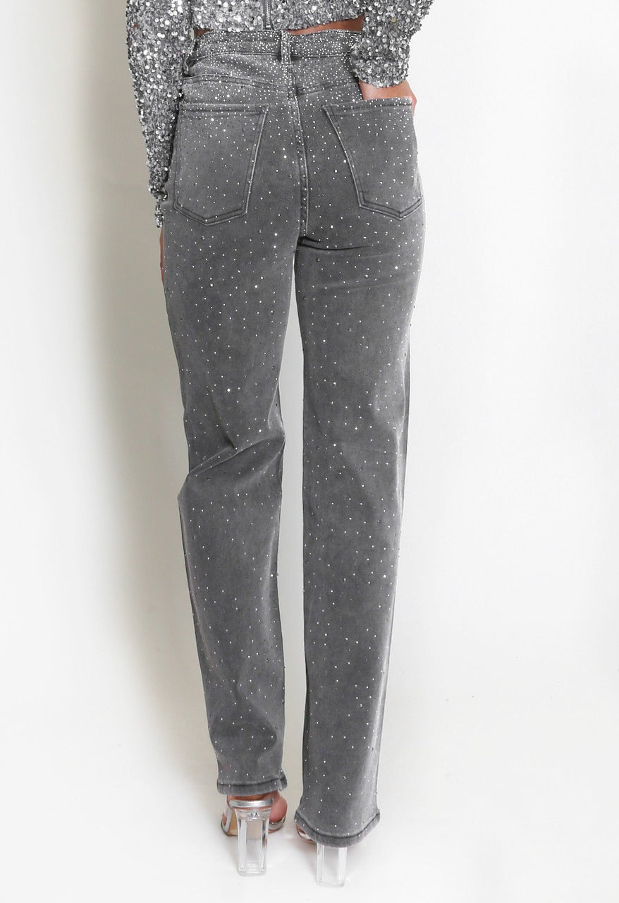 Straight Fit Embellished Jeans - Liana - Storm Desire