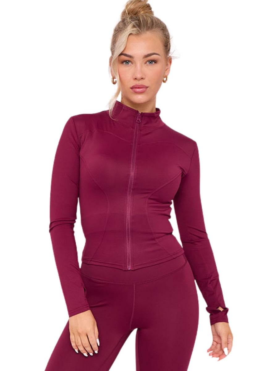 Wine Fitted Energy Tik Tok Viral Gym Jacket - Mila - Storm Desire