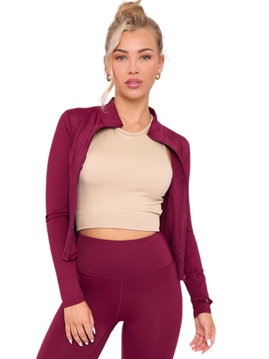 Wine Fitted Energy Tik Tok Viral Gym Jacket - Mila - Storm Desire