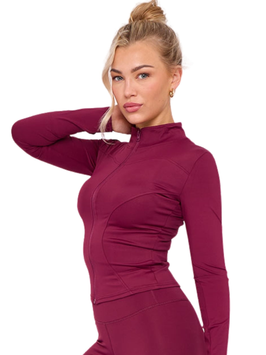 Wine Fitted Energy Tik Tok Viral Gym Jacket - Mila - Storm Desire