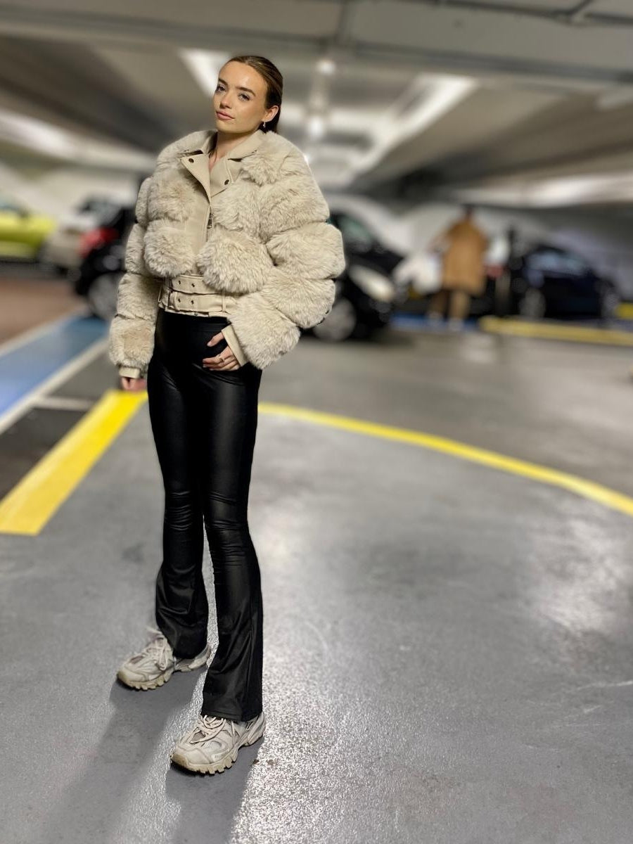 Faux Fur Panel Biker Jacket - Penelope - Storm Desire