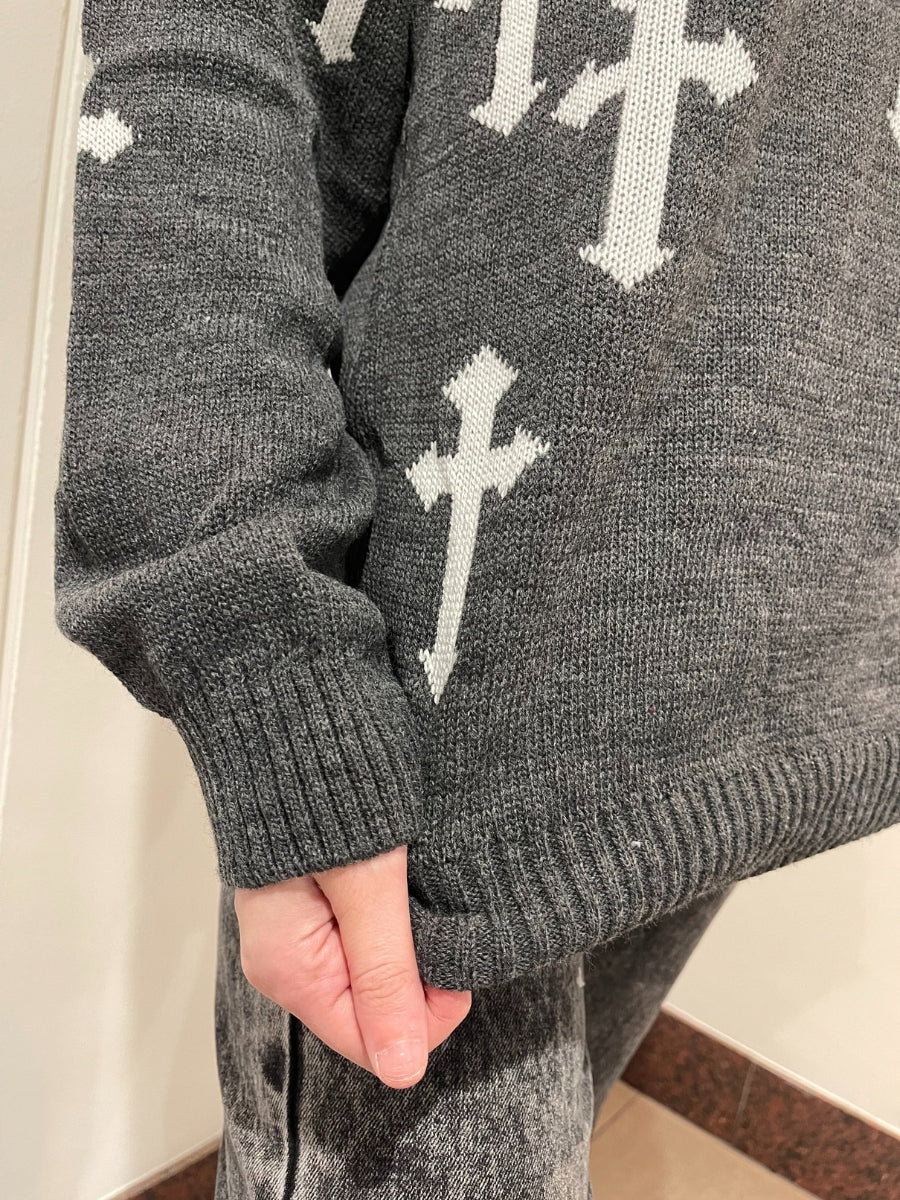 Crucifix Oversized Knitted Jumper - Cynthia - Storm Desire