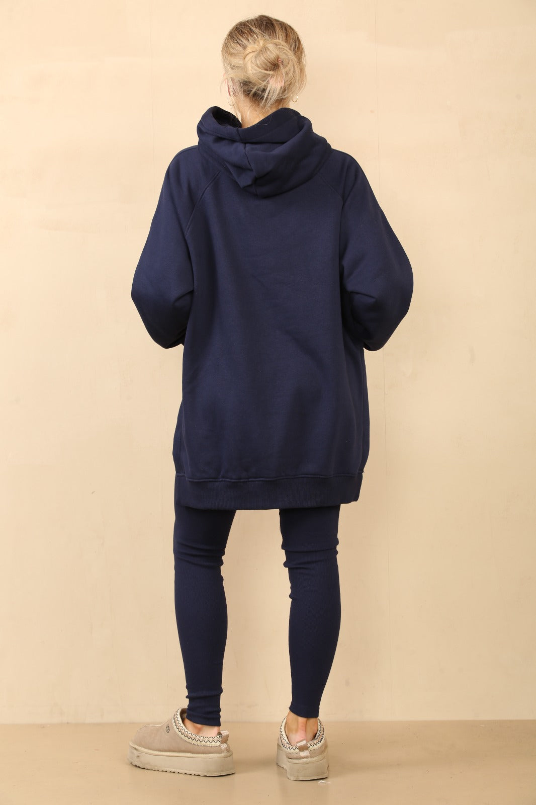 Navy Oversized Split Sides Hoodie & Ribbed Leggings Co-ord - Shelly - Storm Desire