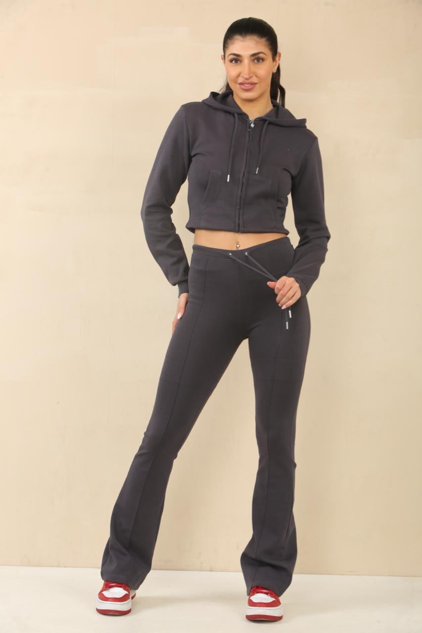 Cropped Hem Bell Bottom Joggers Set - Fernanda