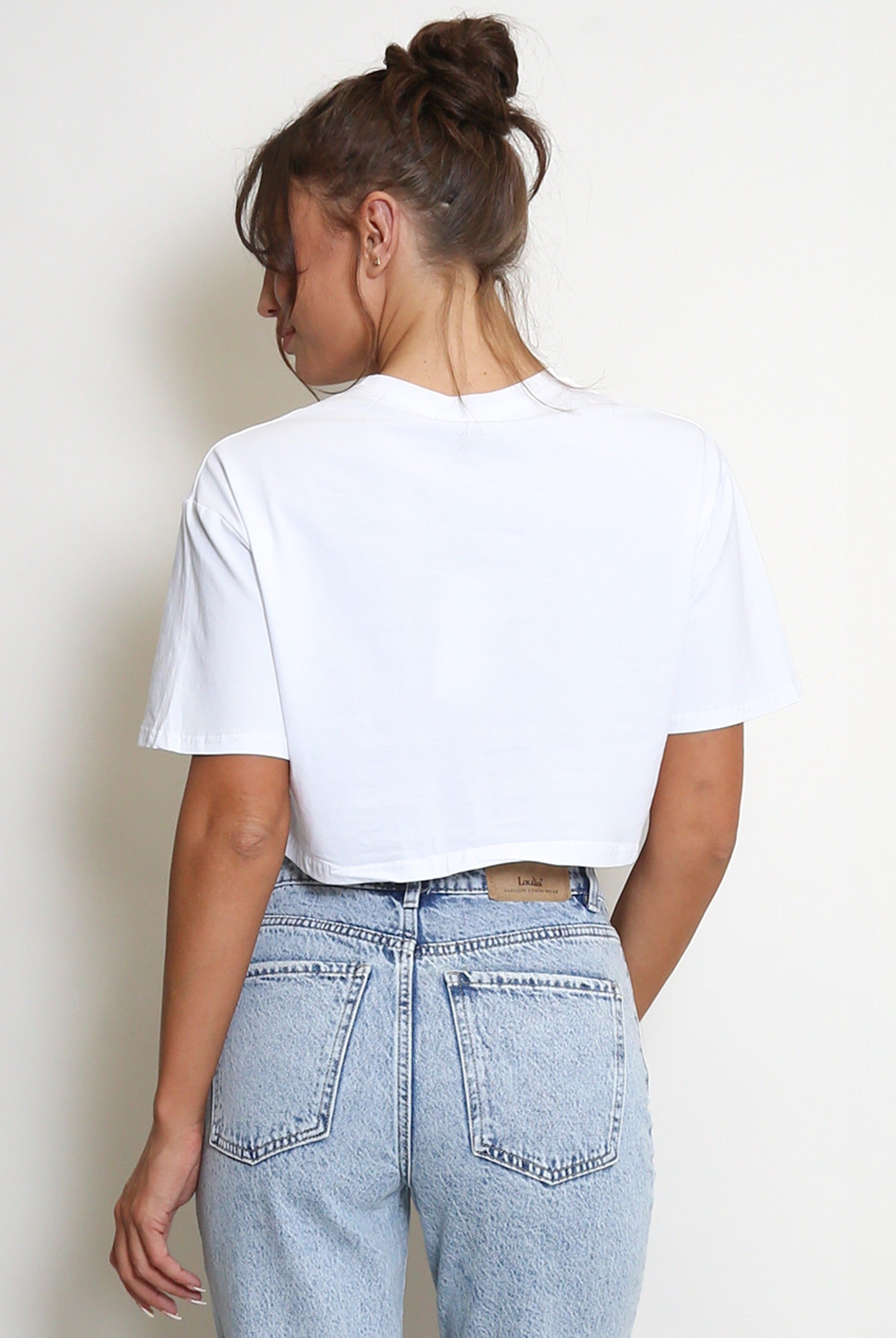 White Cherry Embroidered Cropped T-Shirt - June - Storm Desire