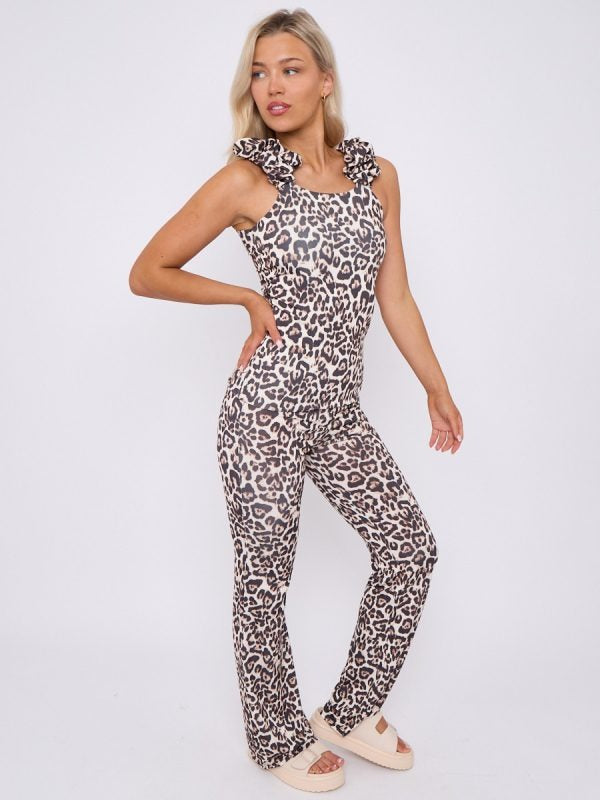 Leopard Print Ruched Top & Wide Leg Trouser Co-ord - Zuri - Storm Desire