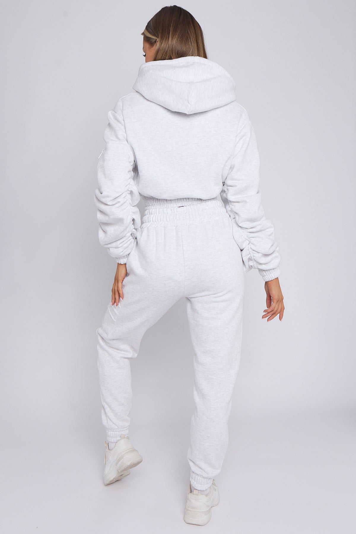 Side Pocket Ruched Sleeve Hoodie & Jogger Co-ord - Aylin - Storm Desire