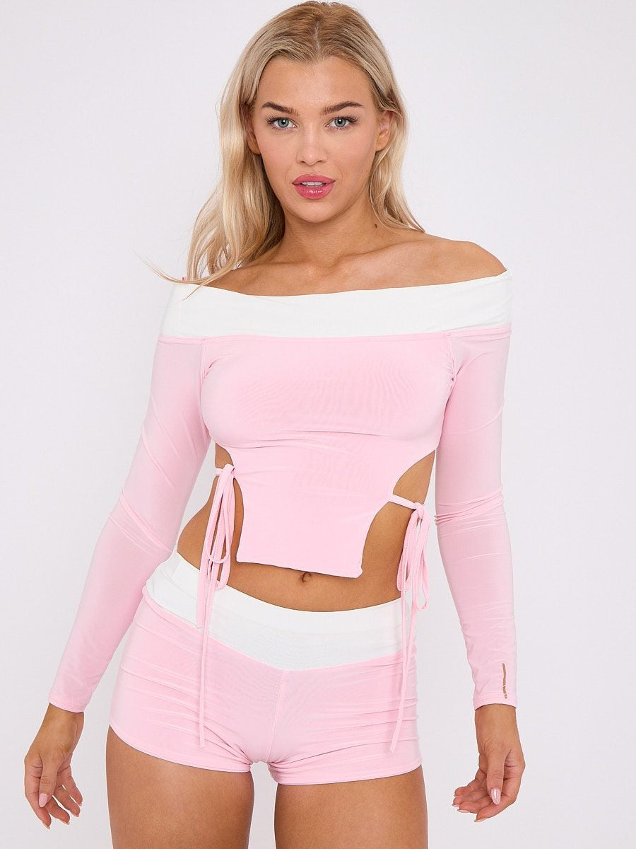 Lace Tie Knot Crop Top & Shorts Co-ord - Alaina - Storm Desire