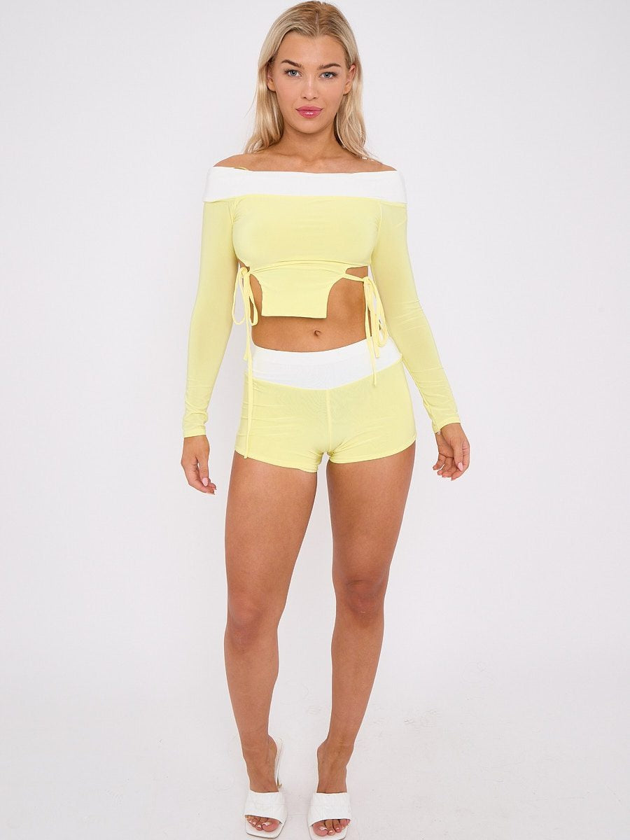 Lace Tie Knot Crop Top & Shorts Co-ord - Alaina - Storm Desire