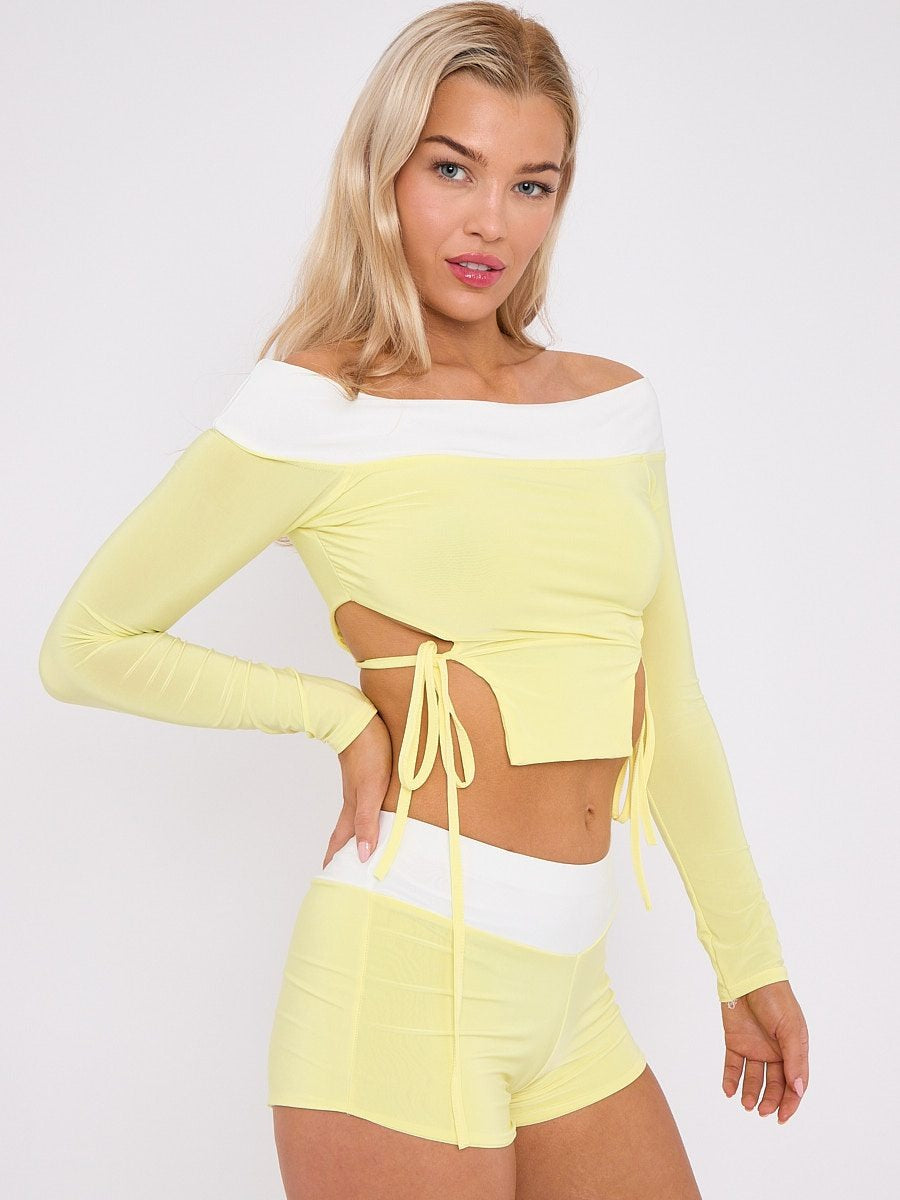 Lace Tie Knot Crop Top & Shorts Co-ord - Alaina - Storm Desire