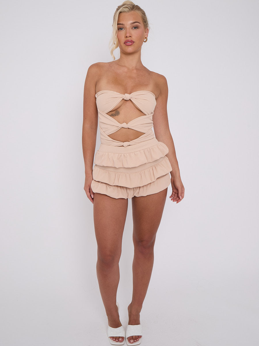 Frill Skort & Knotted Bandeau Bodysuit Co-ord - Hope - Storm Desire