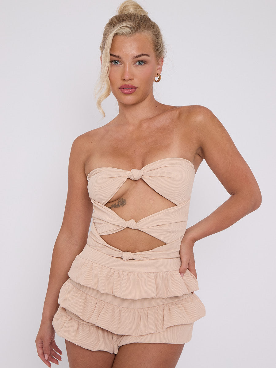 Frill Skort & Knotted Bandeau Bodysuit Co-ord - Hope - Storm Desire