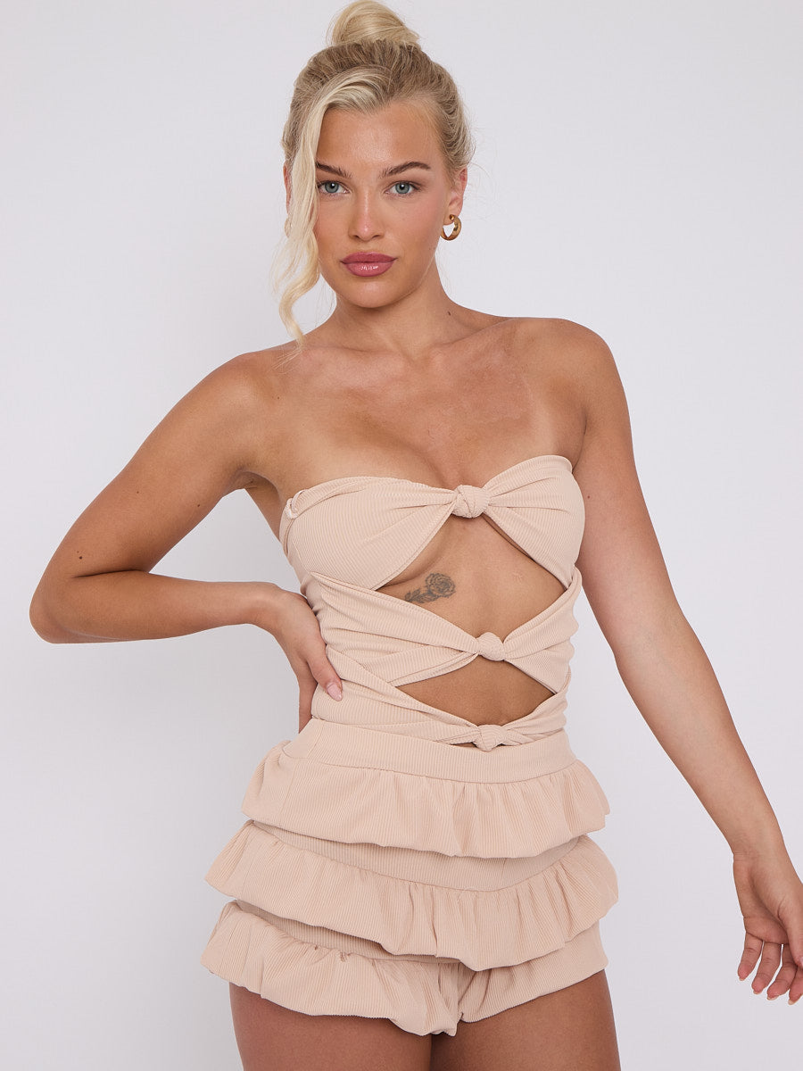 Frill Skort & Knotted Bandeau Bodysuit Co-ord - Hope - Storm Desire