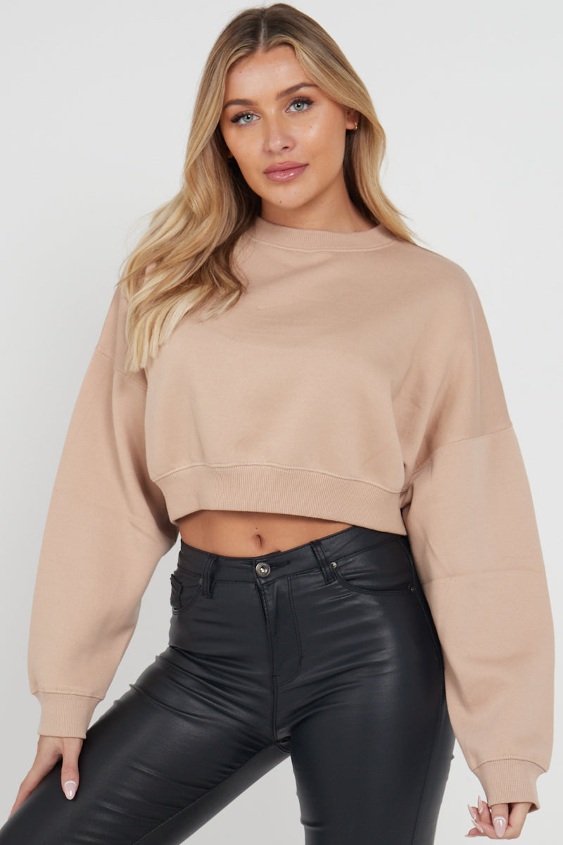 Fleece Jersey Baggy Crop Jumper - Logan - Storm Desire