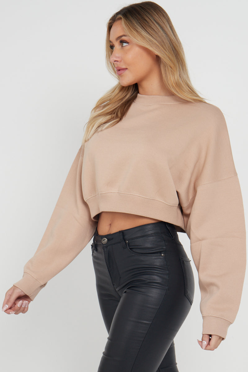 Fleece Jersey Baggy Crop Jumper - Logan - Storm Desire