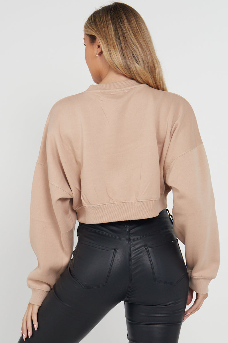 Fleece Jersey Baggy Crop Jumper - Logan - Storm Desire